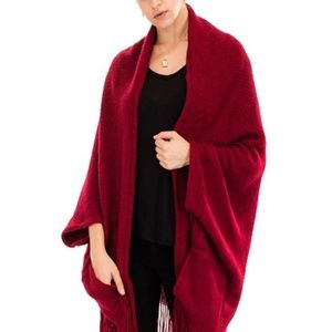 Burgundy Cashmere feel shawl cardigan pockets